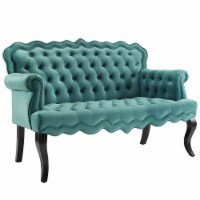 Ergode Viola Chesterfield Button Tufted Loveseat Performance Velvet Settee - Teal