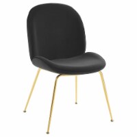Ergode Scoop Gold Stainless Steel Leg Performance Velvet Dining Chair - Black