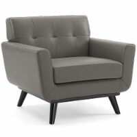Ergode Engage Top-Grain Leather Living Room Lounge Accent Armchair - Gray
