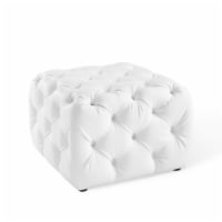 Ergode Amour Tufted Button Square Faux Leather Ottoman - White