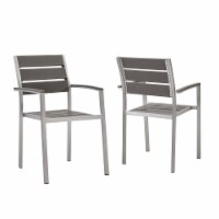 Ergode Shore Outdoor Patio Aluminum Dining Armchair Set of 2 - Silver Gray