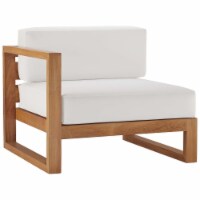 Ergode Upland Outdoor Patio Teak Wood Left-Arm Chair - Natural White