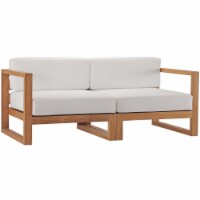 Ergode Upland Outdoor Patio Teak Wood 2-Piece Sectional Sofa Loveseat - Natural White