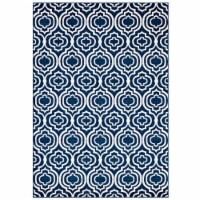 Ergode Frame Transitional Moroccan Trellis 8x10 Area Rug - Moroccan Blue and Ivory