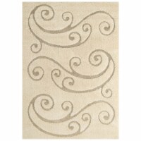 Ergode Jubilant Sprout Scrolling Vine 5x8 Shag Area Rug - Creame and Beige