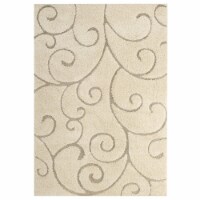 Ergode Jubilant Burgeon Scrolling Vine 5x8 Shag Area Rug - Creame and Beige
