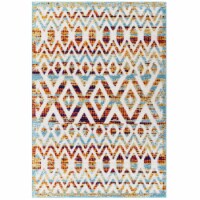 Diamond and Chevron Moroccan Trellis 8x10 Indoor / Outdoor Area Rug - Multicolored