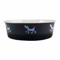 Pet Bowl with Anti Skid Rubber Base and Dog Design, Gray and Black-Set of 4