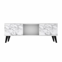 Manhattan Comfort Doyers Mid-Century  Living Room TV Stand, 53.15 , Marble Stamp (Set of 2)