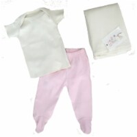 Organic Cotton Sets - Layette 0-6m - Pink Footed Pant, Blanket, Tee 0-3m