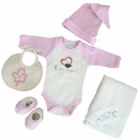 Long Sleeve Bodysuit I am Organic 0-3m, Double Layer Blanket, Bib, Topee, Booties