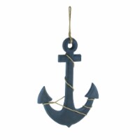 Oxidized Finish Ship Anchor and Rope Nautical Wall Hanging - Blue