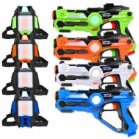 Set of 4 Laser Tag Blasters Set w/ Vests LED Target Armor 4 Player Kids and Adults