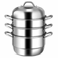 Costway 3 Tier 11 Inch Stainless Steel Steamer Set Cookware Pot Saucepot Double Boiler