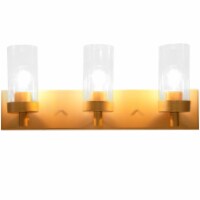 Costway 3-Light Vanity Lamp Gold Finish Clear Glass Shade Bathroom Fixture UL Listed