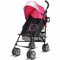 Costway Pink Folding Lightweight Baby Toddler Umbrella Travel Stroller w/ Storage Basket