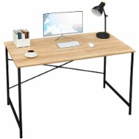 Coavas Office Computer Desk Large Study Desk, Oak Tabletop with Black Frame, 47