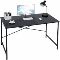 Coavas Computer Desk Large Study Desk, Black Wood Tabletop with Black Frame, 47