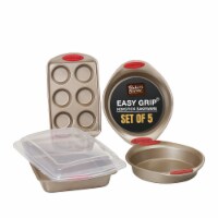 Bakeware Sets - Baking Sheets for Oven Nonstick Set -Nonstick Pans Set- 5pcs Gold/Red