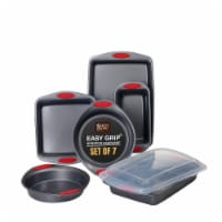 Baking Pan Set of 7x Nonstick Pan Bakeware Pans, Bakeware Sets- 7pcs Dark Gray/Red