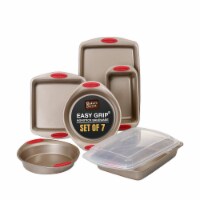 Baking Pan Set of 7x Nonstick Pan Bakeware Pans, Bakeware Sets- 7pcs Gold/Red