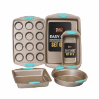 Bakeware sets - 5x Bakeware Pans -Baking Dishes for Oven, Nonstick - 5pcs Dark Gold/Blue