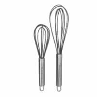 Silicone Whisks 8 10 Set of 2, Heat Resistant Ballon Whisks Set, Silver