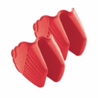 Cute Silicone Oven Mitts Pot Holder Set of 2, Extra Grip, Cupcake Muffin Design, Red