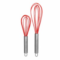 Silicone Whisks 8 10 Set of 2, Heat Resistant Ballon Whisks Set, Red