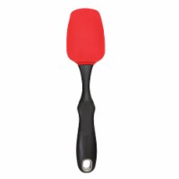 10 Silicone Spoon and Spatula 2 in 1, with Grip Handle, Cake Preparation Utensils - Red