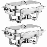 2 Packs Full Size Chafing Dish 9 Quart Stainless Steel Rectangular Chafer Buffet