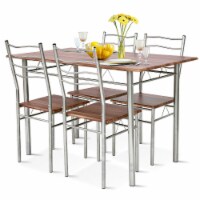 Costway 5 Piece Dining Table Set Wood Metal Kitchen Breakfast Furniture w/4 Chair Walnut