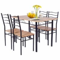 Costway 5 Piece Dining Table Set 29.5  with 4 Chairs Wood Metal Kitchen Breakfast Furniture