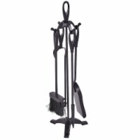 5PC Hearth Tool Fireplace Set Fire Tools Set Black Iron