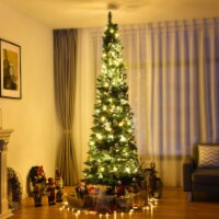 8Ft PVC Artificial Pencil Christmas Tree Green Slim w/ Stand Home Holiday Decor