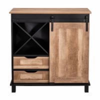 Glitzhome 32.25 Inch Height Modern Industrial Black Wine Sideboard with Sliding Door