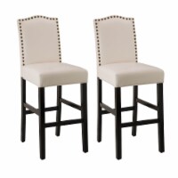 Glitzhome Studded Leatherette Barchair - Cream