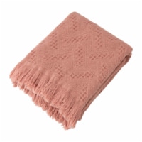 Glitzhome Dusty Pink Grid Cotton Woven Throw