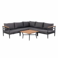 Glitzhome 4-Piece All-Weather Aluminum Patio Conversation Sets with Coffee Table