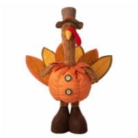 Glitzhome Tall Fabric Turkey Standing Decor, With 24 to 37 Inch Telescoping Legs