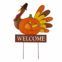 Glitzhome 30 Inch Tall Thanksgiving Metal Turkey Yard Stake/Hanging Wall Decor