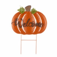 Glitzhome 29.75 Inch Tall Fall Metal Pumpkin Yard Stake / Standing/Hanging Sign