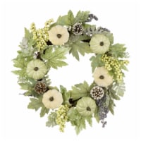 Glitzhome 22-Inch Fall Pumpkin Wreath with Leaves and Berries for Front Door