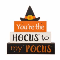 Glitzhome 11.5 Inch Tall Halloween Wooden Lighted Witch/Word Block Table Decor Perspective: Main