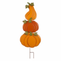 Glitzhome 42 Inch Tall 3 in 1 Metal Pumpkin Yard Stake or Hanging Decor