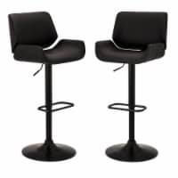 Glitzhome Set of Two Mid-century Black Leather Adjustable Height Swivel Bar Stool Perspective: Main