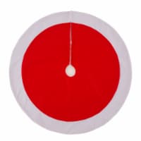 Glitzhome 48 Inch Diameter Red & White Felt Christmas Tree Skirt