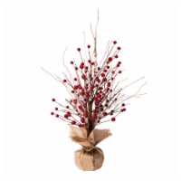 Glitzhome 16 Inch Tall Christmas Red Berry Table Tree Decor Perspective: Main