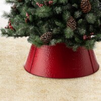 Glitzhome 26 Inch Diameter Red Hammer-harden Metal Tree Collar