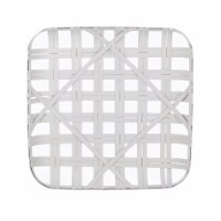 Glitzhome Vintage Square Bamboo Tobacco Decorative Basket - White